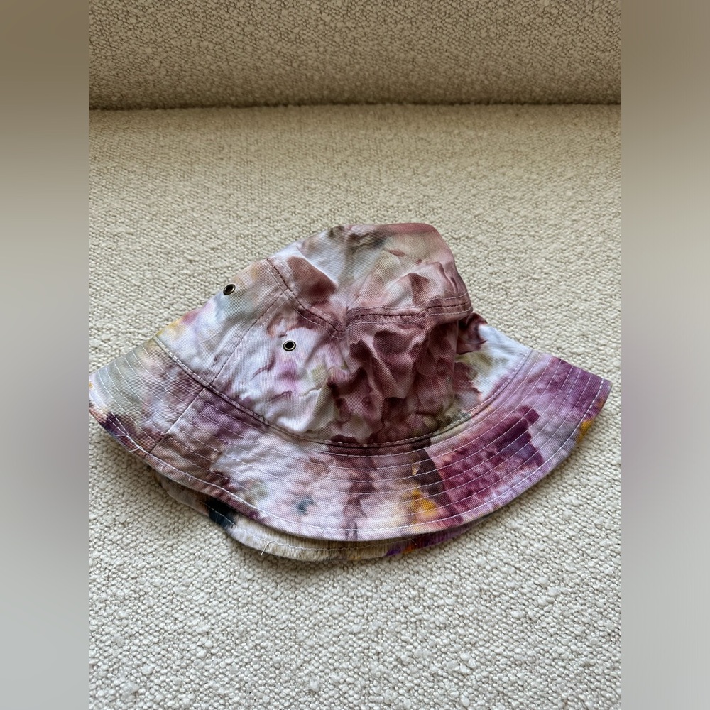 Tie Dye Bucket Hat Camo Purple Green Dyed Cap Yellow